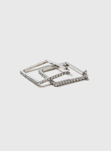 Dorothy Perkins Silver Look Rhinestone Geometric Design Earrings