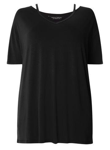 Dorothy Perkins Dp Curve Black Slash Neck Top