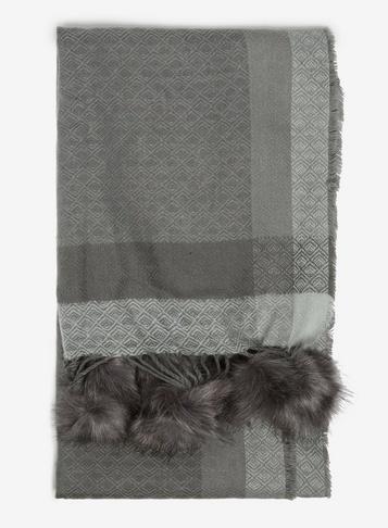Dorothy Perkins Grey Pom Pom Edge Scarf