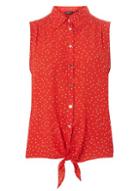 Dorothy Perkins Red Spotted Tie Sleeveless Shirt