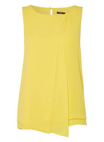 Dorothy Perkins *roman Originals Yellow Layered Wrap Sleeveless Top