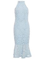 *quiz Blue Crochet High Neck Midi Dress