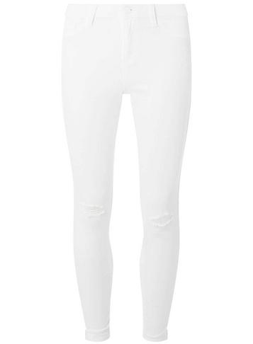 Dorothy Perkins White 'darcy' Knee Ripped Ankle Grazer Jeans