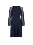Dorothy Perkins Navy Blue Lace Sleeve Fit And Flare Dress
