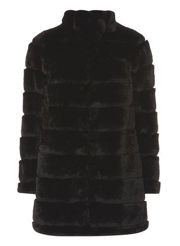 Dorothy Perkins Petite Black Faux Fur Longline Coat