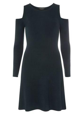 Dorothy Perkins Olive Cold Shoulder Knitted Skater Dress
