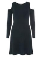 Dorothy Perkins Olive Cold Shoulder Knitted Skater Dress