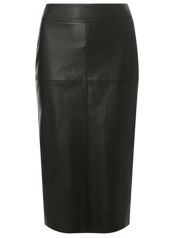 Dorothy Perkins *tall Black Faux-leather Midi Skirt