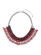 Dorothy Perkins Red Woven And Bead Necklace