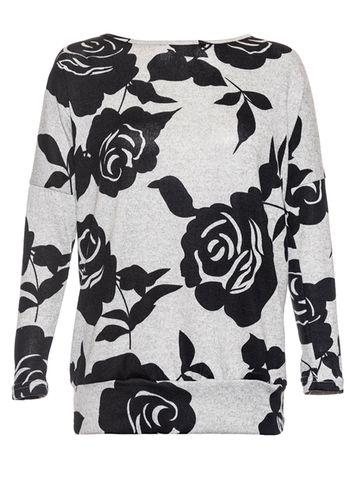 Dorothy Perkins *quiz Grey Rose Print Knitted Top