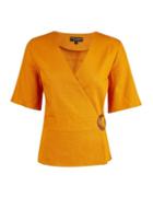 Dorothy Perkins Yellow Linen Wrap Belt Top