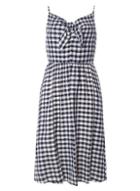 Dorothy Perkins Navy Gingham Tie Front Midi Dress