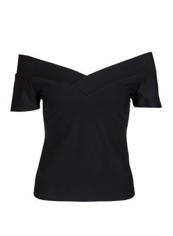 Dorothy Perkins *quiz Black Bardot Short Sleeve Top
