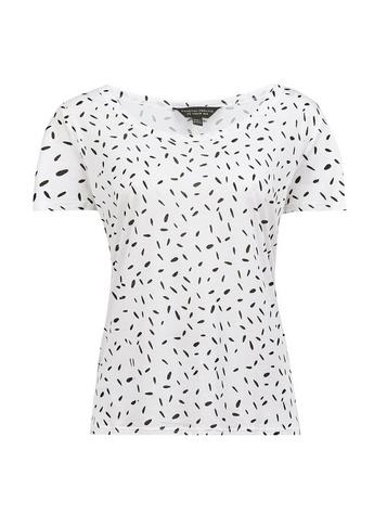 Dorothy Perkins Ivory Printed V-neck Viscose T-shirt