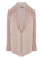 Dorothy Perkins *roman Originals Pink Faux Shearling Cardigan
