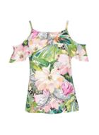 Dorothy Perkins Green Tropical Print Cold Shoulder Top