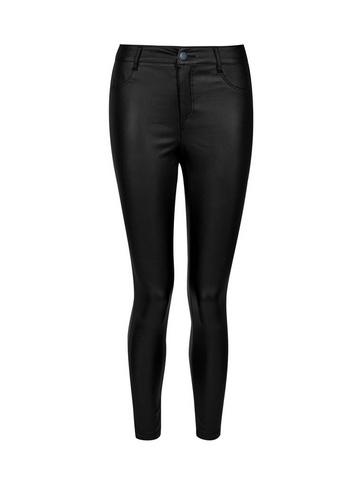 Dorothy Perkins Petite Black 'frankie' Super Soft Skinny Coated Jeans