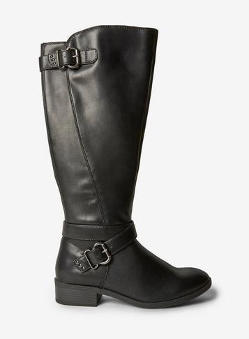 Dorothy Perkins Black Pu Torrance Rider Boots