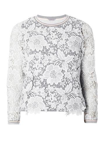 Dorothy Perkins Petite Lace Tipped Sweatshirt