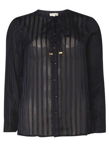 Dorothy Perkins *voulez Vous Navy Metallic Tie Blouse