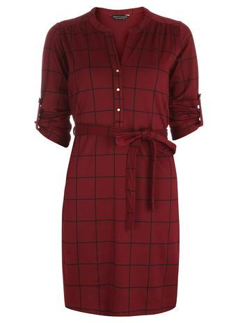 Dorothy Perkins Wine Check Jersey Shirt Dress