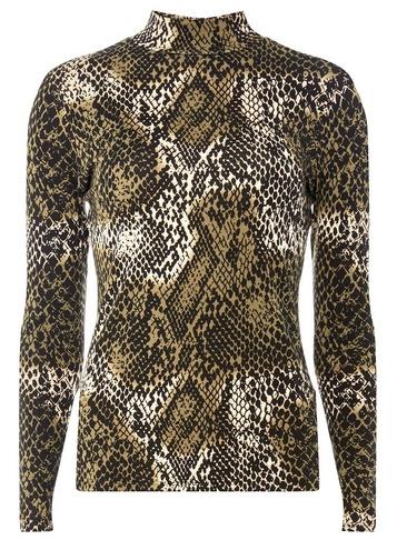 Dorothy Perkins Khaki Snake Print High Neck Top