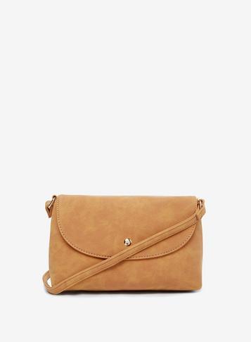Dorothy Perkins Tan Curve Stud Pouch Cross Body Bag