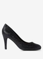 Dorothy Perkins Black Glitter Dallas Court Shoes