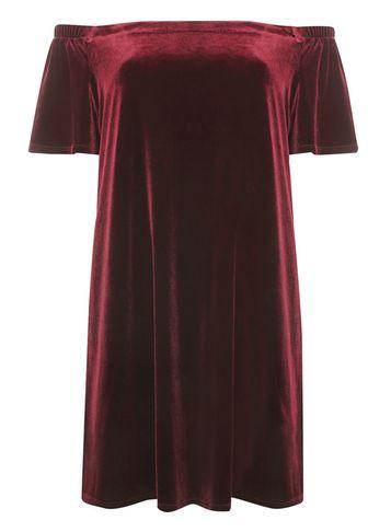Dorothy Perkins Wine Velvet Bardot Dress