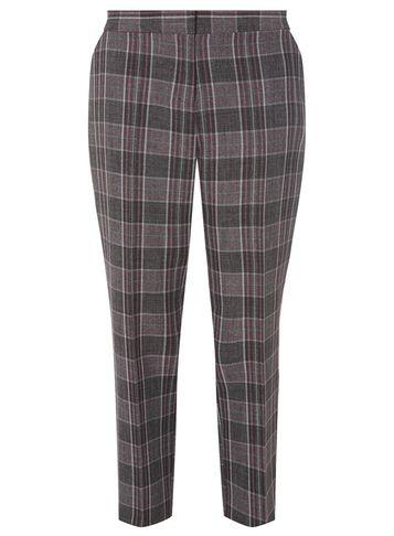 Dorothy Perkins Grey And Pink Checked Print Ankle Grazer Trousers