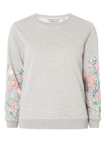 Dorothy Perkins Petite Grey Floral Print Sweat Top