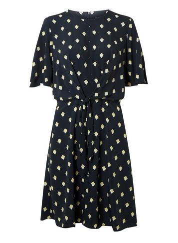 Dorothy Perkins *tall Multi Coloured Diamond Knot Front Skater Dress