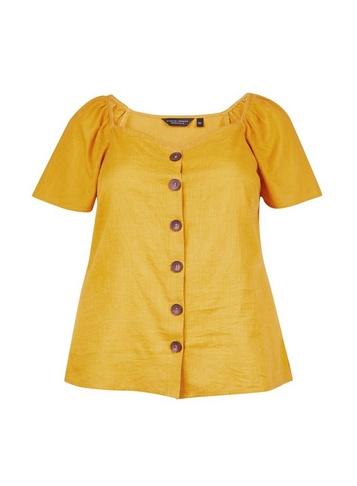 Dorothy Perkins *dp Curve Yellow Linen Flutter Top