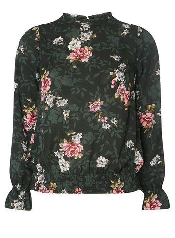 Dorothy Perkins Green Floral Print High Neck Blouse