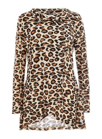 *quiz Multi Colour Leopard Print Cowl Neck Top