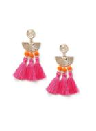 Dorothy Perkins Pink And Orange Gold Look Pom And Tassel Earrings