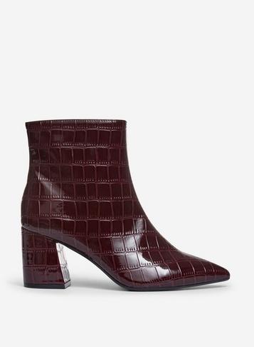 Dorothy Perkins Wide Fit Red Anica Crocodile Design Boots