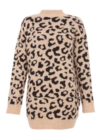 Dorothy Perkins *quiz Towie Stone And Black Knitted Jumper Dress