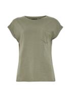 Dorothy Perkins Khaki Pocket Roll Sleeve T-shirt