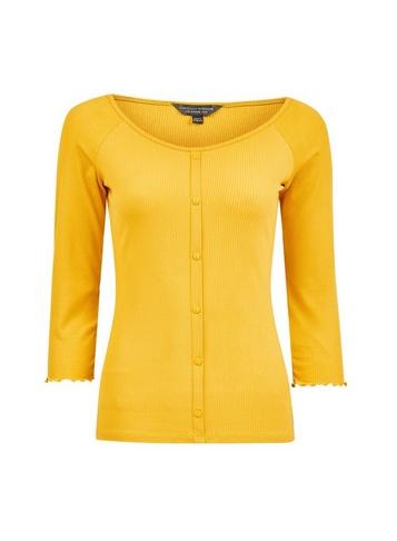 Dorothy Perkins Yellow Button Through Rib Top