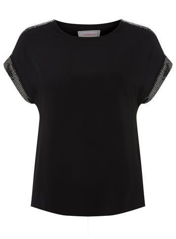 Dorothy Perkins Petite Black Sequin Trim T-shirt