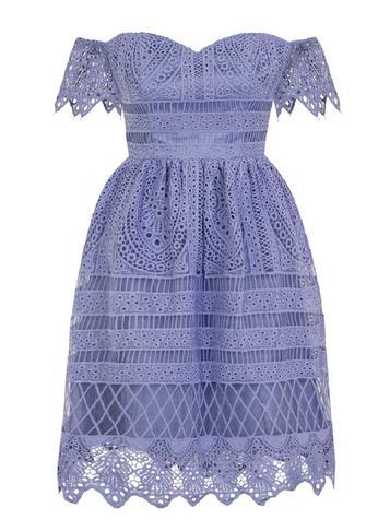 Dorothy Perkins *chi Chi London Blue Bardot Midi Skater Dress