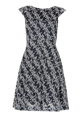 *izabel London Navy Fern Print Tea Dress