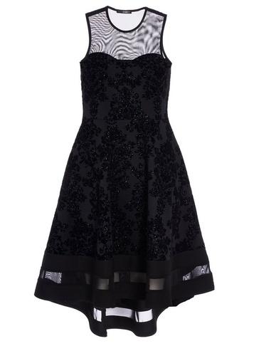 Dorothy Perkins *quiz Black Glitter Dip Hem Skater Dress