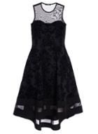 Dorothy Perkins *quiz Black Glitter Dip Hem Skater Dress