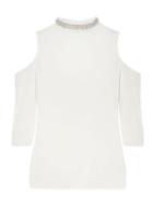 Dorothy Perkins Ivory Diamante Neckline Cold Shoulder Top