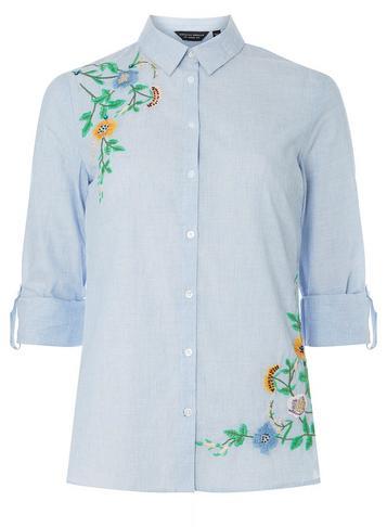 Dorothy Perkins Blue Beaded Embroidered Shirt