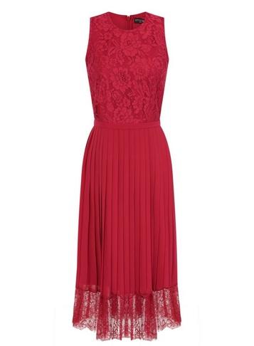 *little Mistress Cranberry Lace Midi Skater Dress