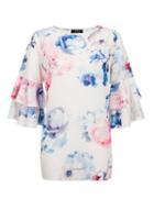 Dorothy Perkins *quiz Cream Floral Print Frill Top