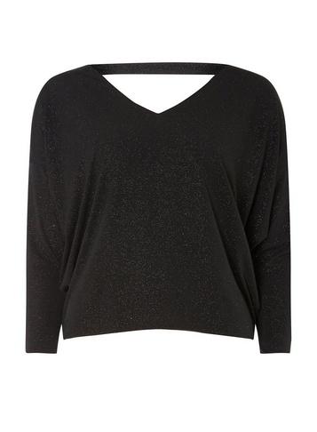 Dorothy Perkins Petite Silver Sparkle Batwing Top